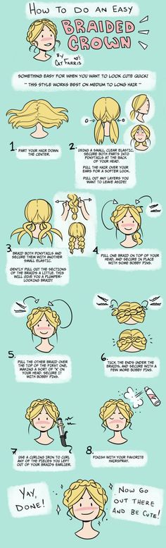 Simple and Chic Effortless Hairstyles - Anything Goes Lifestyle | Anything Goes Lifestyle Drawing Tutorials, Kadeřnické Trendy, Vlasové Trendy, Fesyen Rambut, Effortless Hairstyles, Medium Long Hair, Crown Braid, Braided Hairstyles Easy, Alam Semula Jadi