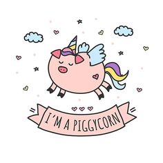 a pink unicorn with wings and a banner that says i'm a pigecorn