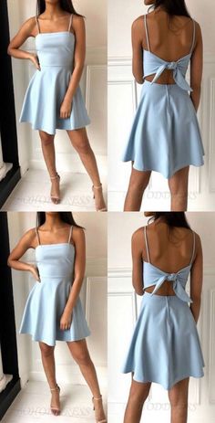 #shorthomecomingdresses #homecomingdresseswithtie #bluehomecomingdresses #backtoschool #dressesforwomen Light Blue Homecoming Dress, Light Blue Homecoming Dresses, Homecoming Photos, Prom Dress Tight, School Event Dress, Grad Dress, School Dance Dresses, Evening Mini Dresses, Mini Prom Dresses