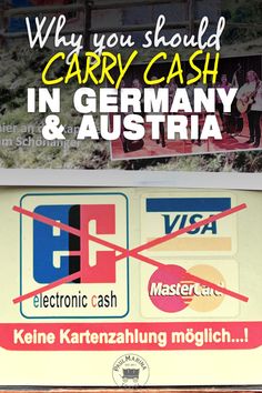 a sign that says, why you should carry cash in germany and austria with pictures of people
