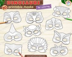 the printable masks for children to color in are ready to be used on paper