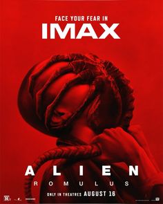 an advertisement for the upcoming film, alien from hell to hell with a red background