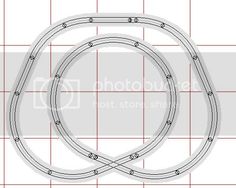 a drawing of a train track with two tracks on each side and one in the middle