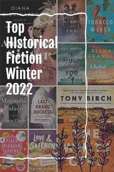 the cover of top historical fiction winter 2012, featuring books in different styles and colors