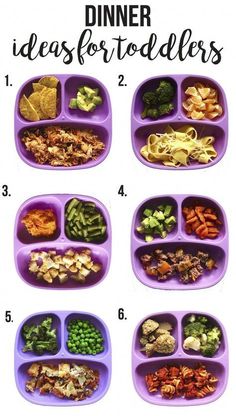 a purple tray filled with different types of food and text that says dinner ideas for toddlers