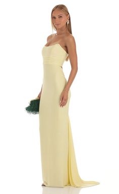 Macey Corset Strapless Dress in Yellow | LUCY IN THE SKY