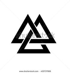 the triangle logo is black and white, with two intersecting triangles in each other's center
