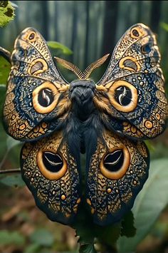 a close up of a butterfly on a tree branch