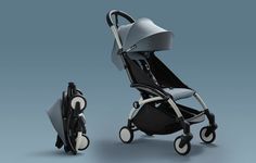 the stroller is designed to look like it has wheels