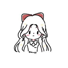 a drawing of a girl with long hair and a cat ears on her head, wearing a