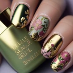 Floral Nails 2024 Trends, Translucent Nail Designs, Enchanted Forest Nail Designs, Jewel Tone Nails, Whimsical Nails, Bohemian Nails, Indian Nails, Nail Art Designs Diy, Pretty Nail Art Designs