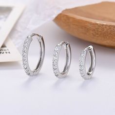 Womens Silver Small Huggie Hoop Earrings CZ Crystal Plated 925 Sterling Silver | eBay Silver Earing Design, Silver Hoops Small, Gold Jewelry Simple Earrings, Hoop Silver Earrings, Trendy Silver Jewelry, Simple Silver Earrings, Small Silver Hoop Earrings, Lehenga Red, Huggie Earrings Gold