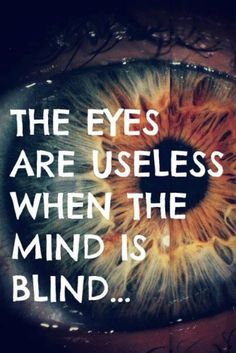 an eye with the words, the eyes are used when the mind is blinded
