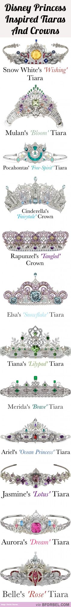 12 Disney Princess Tiaras And Crowns… I want them all Diy Fantasia, Princess Tiaras, Foto Disney, Jenifer Lawrence, Princess Tiara, Princess Inspired, Princesa Disney, Mia 3, Disney Life