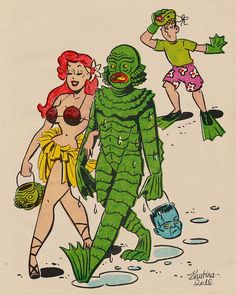 an image of two women dressed up as the creature and one is wearing a costume