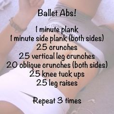 an image of someone's workout schedule on their iphone or tablet screen with the text, ballet abs i minute plank