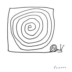 a drawing of a snail on top of a spiral