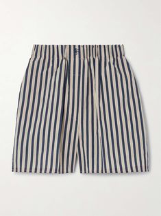 THE FRANKIE SHOP Lui striped cotton-blend poplin shorts Poplin Shorts, Jeans Dress, To Miss