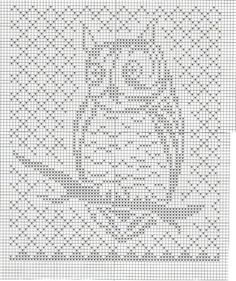 a cross stitch pattern with an owl on it