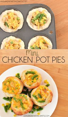 mini chicken pot pies on a white plate