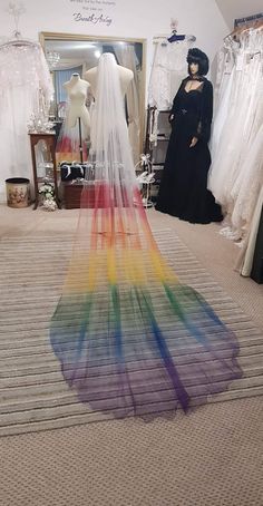 Rainbow Wedding Veil, Rainbow Wedding Aesthetic, Rainbow Veil, Colourful Wedding Dress, Wedding Dresses Ideas, Colourful Wedding, Lgbt Wedding