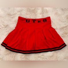 Utah Utes Girls Cheer Skirt Size L (10-12) Never Worn. It Was Too Big And By The Time She Was Able To Fit It We Moved. Skirt, Utah Utes, Cheer Girl, Kids Bottoms, Cheer Skirts, Utah, Color Red, 10 Things, Red