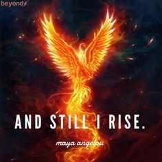 an image of a fire bird with the words and still rise