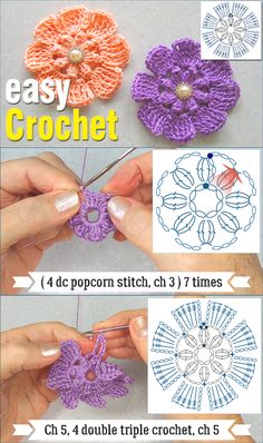 instructions to crochet an easy flower