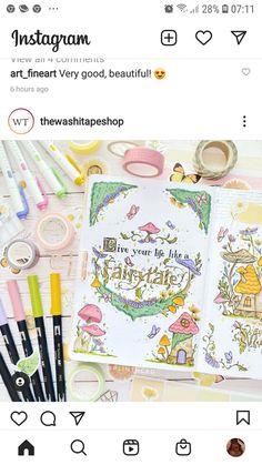 the instagram page on instagram is full of doodles, pens and markers