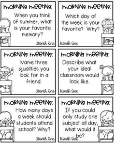 the morning reading task cards for students to use