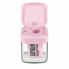 a pink plastic container with a lid and latch on the inside is shown in front of a white background