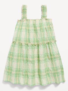 straight smocked neckline smocked ruffled straps ruffled seamed waist all-over print or pattern Baby Dresses, Quilting Stars, Toddler Girl Dress, Swing Silhouette, Clothes Sewing, Toddler Girl Dresses, Maternity Wear, Toddler Girl Outfits, Green Plaid