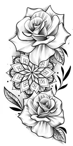 a black and white rose tattoo design