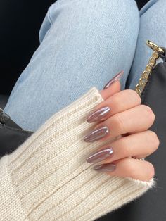 Tan Chrome Nails, Attractive Nails, Crome Nails, Russian Manicure, Unghie Sfumate, September Nails, Her Nails, Casual Nails, Shiny Nails