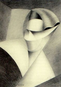 an abstract drawing with lines and shapes in grey, white and black colors on paper