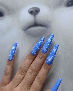 Sparkling Snowfall-Pamper Nail Gallery-season of magic Winter Blue Nails, Alcohol Cleanse, Winter Blue, Nails Medium, Winter Nail Designs, Nail Length, Christmas Nail Designs