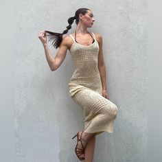 All Orders Ship Next Business Day! Smoke-Free And Pet-Free Home! Beige Crochet Tank Fitted Maxi Dress Swim Coverup 100% Polyester Fabric Has Lots Of Stretch To It Model Is Wearing A Size Small Measurements For Size Small: Chest: 32 Inches Waist: 26 Inches Length: 50 Inches Tags: Romantic Date Night Bride Lingerie Winter Fall Summer Spring Boho Gypsy Hippie Beachy Birthday Gift Resort Bohemian Girly Trendy Minimalist Y2k College 90s 00s 70s Vintage Wedding Guest Engagement Party Bachelorette Vaca Bachelorette Vacation, Cute Coverups, Yellow Flower Print, Short Sleeve Kimono, Bride Lingerie, Crochet Kimono, Beige Crochet, Romantic Date Night, Sheer Kimono