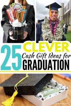 the 25 cleverest graduation gifts for college students and their graduates are featured in this collage