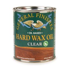 a can of general finishes oil based hard wax oil on white background with clippings