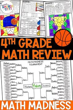 the 5th grade math review is shown with an orange background and black and white text