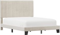 a white bed with an upholstered headboard and foot board on the side
