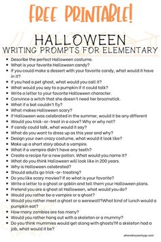 a halloween poem for elementary students to use in their writing and crafting project, with the text free printable