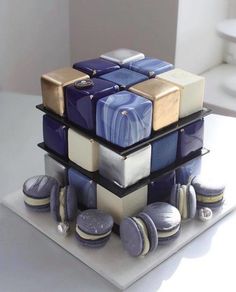 there is a cake made to look like a cube