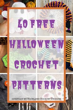 halloween crochet patterns with text overlay that reads 40 free halloween crochet patterns