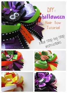 the instructions for how to make a halloween hair bow with ribbons and bows on it