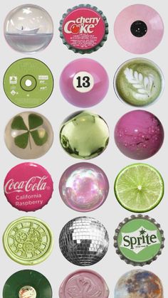 some different types of buttons and labels on a white background