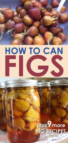 jars filled with figs sitting on top of a table next to an advertisement for figs