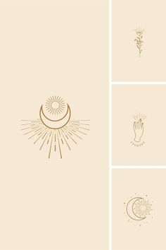 the sun, moon and flower logos