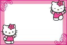 an image of hello kitty with pink frame for your message or photo to be posted on