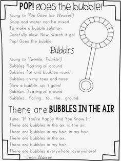 the bubbles in the air poem for kids to use on their own speech and writing skills